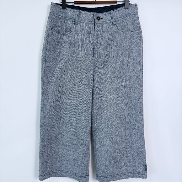 Prana Vintage Y2K Cropped Wide Leg Tweed Pants Womens Size 6 Blue-Gray Low Rise - Picture 1 of 5